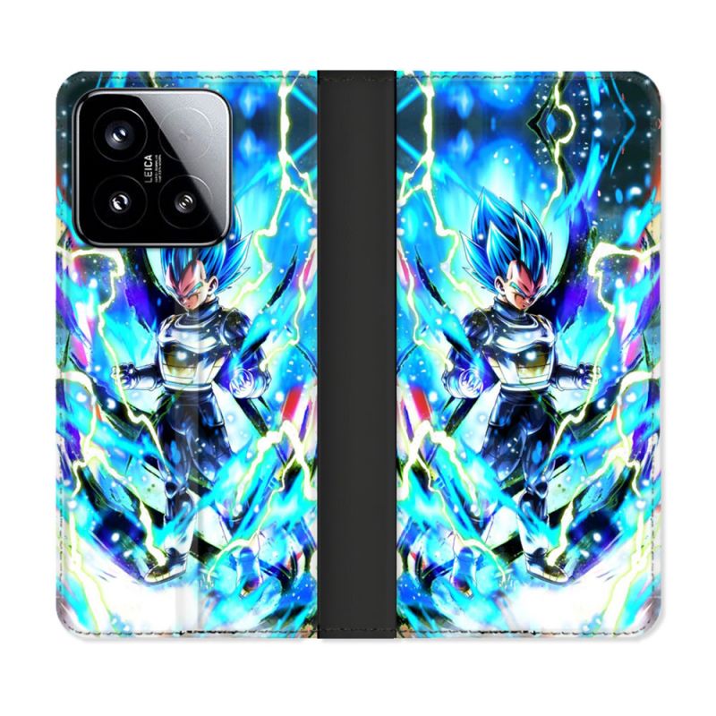 Housse cuir portefeuille Pour Xiaomi 15 Manga Dragon Ball Vegeta Bleu