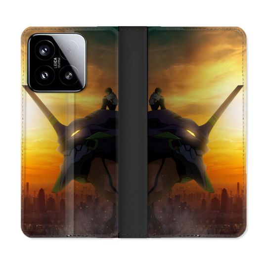 Housse cuir portefeuille Pour Xiaomi 15 Manga Evangelion