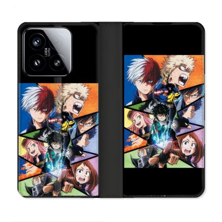 Housse cuir portefeuille Pour Xiaomi 15 Manga My Hero Academia Noir