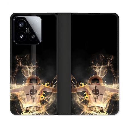 Housse cuir portefeuille Pour Xiaomi 15 Manga One Piece Ace Noir