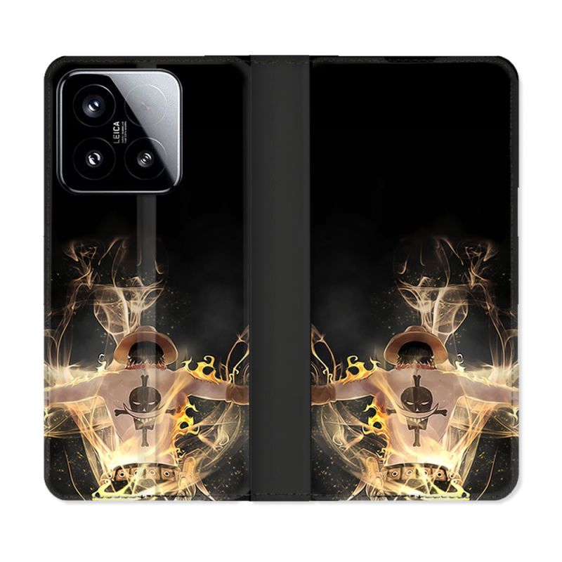 Housse cuir portefeuille Pour Xiaomi 15 Manga One Piece Ace Noir
