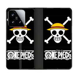 Housse cuir portefeuille Pour Xiaomi 15 Manga One Piece Tete de Mort