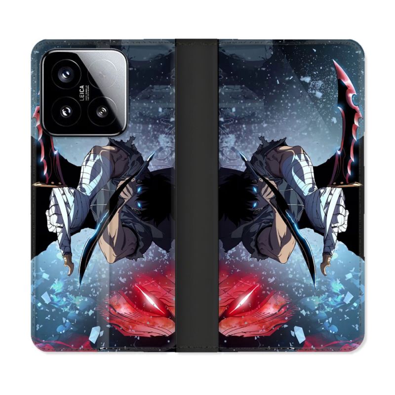 Housse cuir portefeuille Pour Xiaomi 15 Manga Solo Leveling Sung Epee