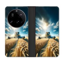 Housse cuir portefeuille Pour Xiaomi 15 Ultra Agriculture Moissonneuse Blé