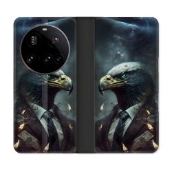 Housse cuir portefeuille Pour Xiaomi 15 Ultra Animal Aigle Business