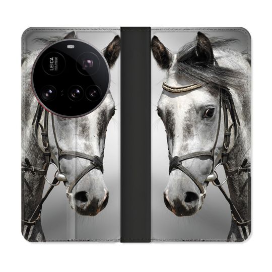 Housse cuir portefeuille Pour Xiaomi 15 Ultra Animal Cheval Blanc
