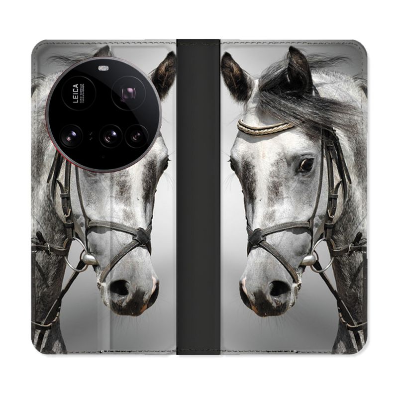 Housse cuir portefeuille Pour Xiaomi 15 Ultra Animal Cheval Blanc