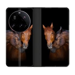 Housse cuir portefeuille Pour Xiaomi 15 Ultra Animal Cheval Marron