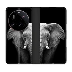 Housse cuir portefeuille Pour Xiaomi 15 Ultra Animal Elephant Noir