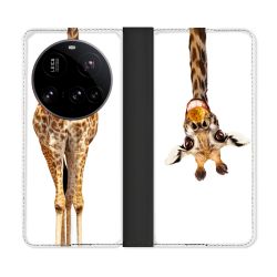 Housse cuir portefeuille Pour Xiaomi 15 Ultra Animal Girafe Blanche
