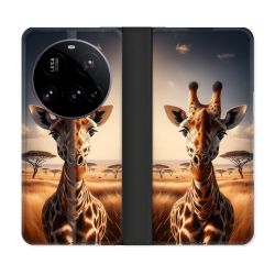 Housse cuir portefeuille Pour Xiaomi 15 Ultra Animal Girafe Savane