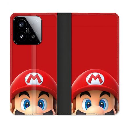 Housse cuir portefeuille Pour Xiaomi 15 Mario Rouge