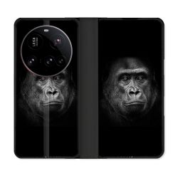 Housse cuir portefeuille Pour Xiaomi 15 Ultra Animal Gorille Noir