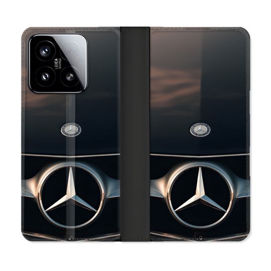 Housse cuir portefeuille Pour Xiaomi 15 Mercedes Calendre