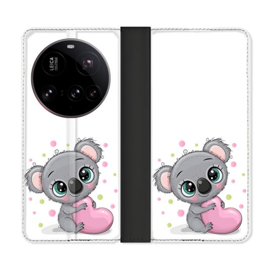 Housse cuir portefeuille Pour Xiaomi 15 Ultra Animal Koala Cœur