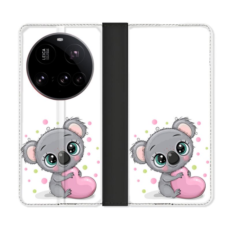 Housse cuir portefeuille Pour Xiaomi 15 Ultra Animal Koala Cœur