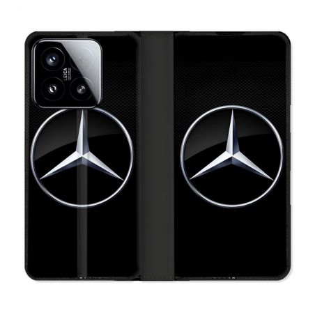 Housse cuir portefeuille Pour Xiaomi 15 Mercedes Carbone