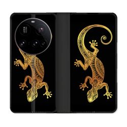 Housse cuir portefeuille Pour Xiaomi 15 Ultra Animal Lezard Noir