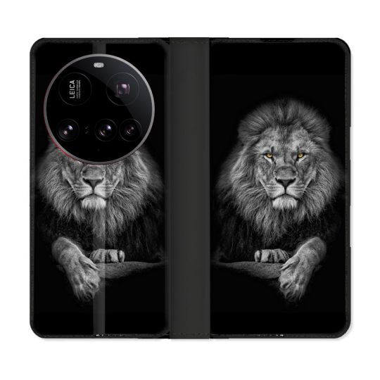 Housse cuir portefeuille Pour Xiaomi 15 Ultra Animal Lion Majestueux