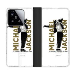 Housse cuir portefeuille Pour Xiaomi 15 Michael Jackson Blanc