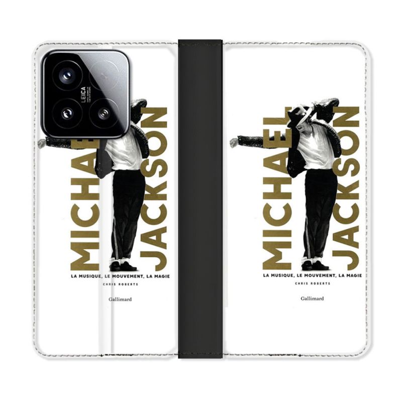 Housse cuir portefeuille Pour Xiaomi 15 Michael Jackson Blanc