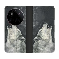 Housse cuir portefeuille Pour Xiaomi 15 Ultra Animal Loup Hurlement