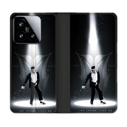 Housse cuir portefeuille Pour Xiaomi 15 Michael Jackson Noir