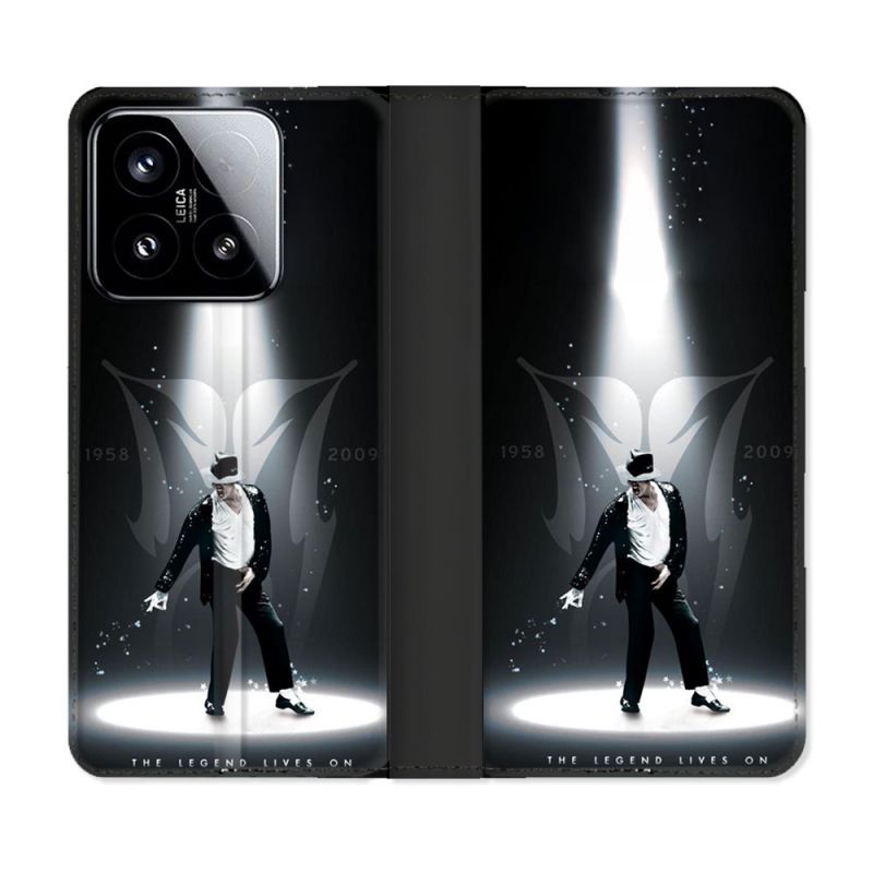 Housse cuir portefeuille Pour Xiaomi 15 Michael Jackson Noir