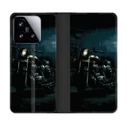Housse cuir portefeuille Pour Xiaomi 15 Moto Harley Vintage