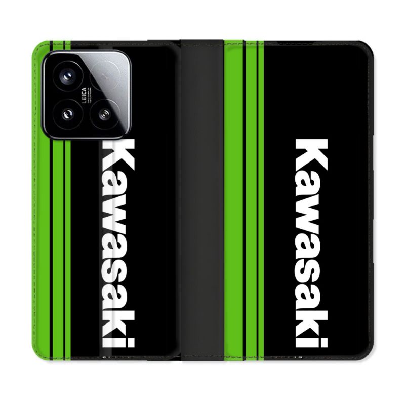 Housse cuir portefeuille Pour Xiaomi 15 Moto Kawasaki