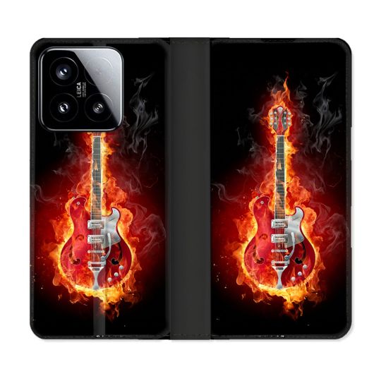 Housse cuir portefeuille Pour Xiaomi 15 Musique Guitare Electrique