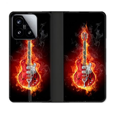 Housse cuir portefeuille Pour Xiaomi 15 Musique Guitare Electrique