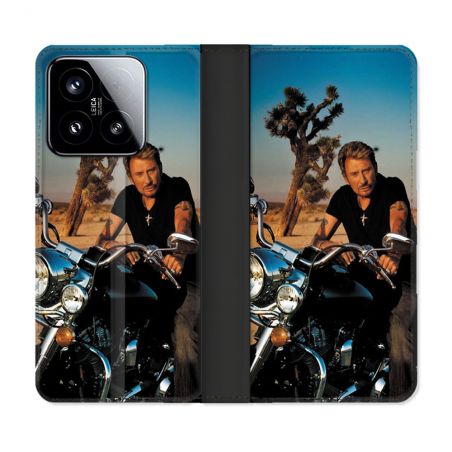 Housse cuir portefeuille Pour Xiaomi 15 Musique Johnny Hallyday Moto