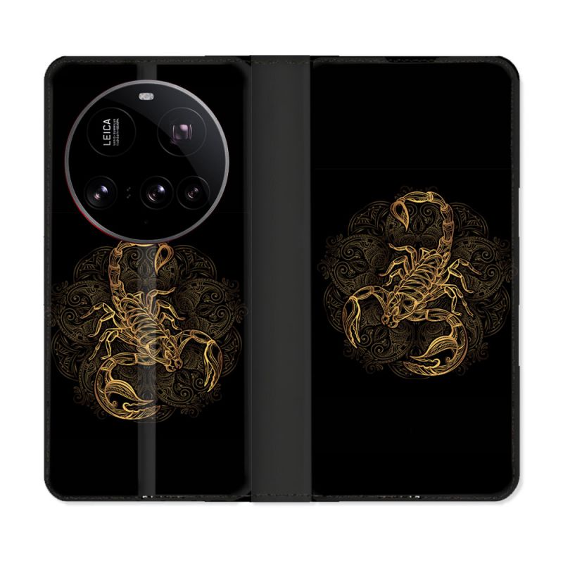 Housse cuir portefeuille Pour Xiaomi 15 Ultra Animal Scorpion Fresque