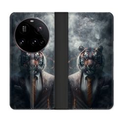 Housse cuir portefeuille Pour Xiaomi 15 Ultra Animal Tigre Business