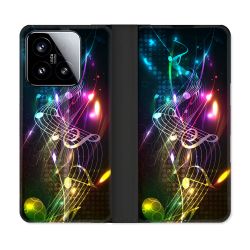 Housse cuir portefeuille Pour Xiaomi 15 Musique Partition Multicolore