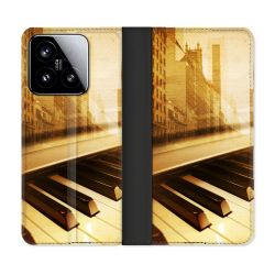 Housse cuir portefeuille Pour Xiaomi 15 Musique Piano Retro