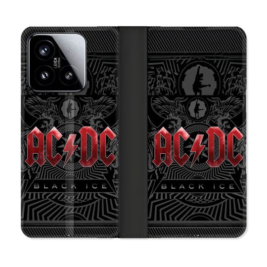 Housse cuir portefeuille Pour Xiaomi 15 Musique Rock ACDC Rouge