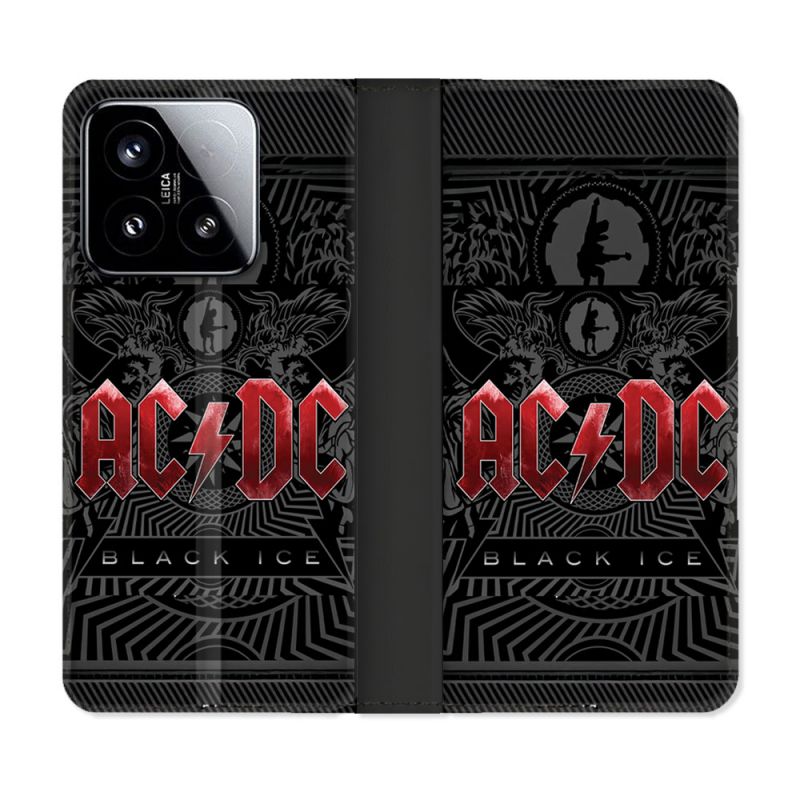 Housse cuir portefeuille Pour Xiaomi 15 Musique Rock ACDC Rouge