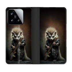 Housse cuir portefeuille Pour Xiaomi 15 Musique Rock Herisson