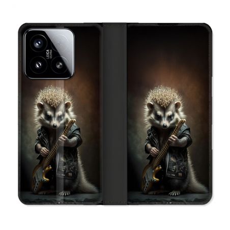 Housse cuir portefeuille Pour Xiaomi 15 Musique Rock Herisson