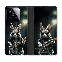 Housse cuir portefeuille Pour Xiaomi 15 Musique Rock Lapin