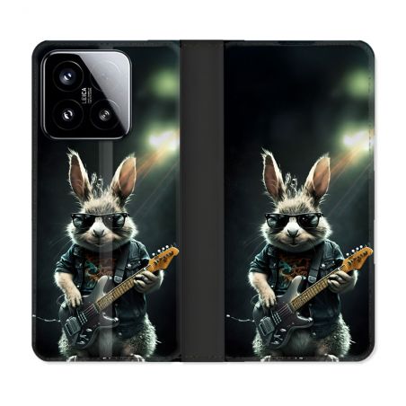 Housse cuir portefeuille Pour Xiaomi 15 Musique Rock Lapin