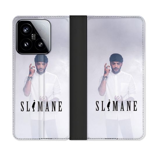 Housse cuir portefeuille Pour Xiaomi 15 Musique Slimane Blanc