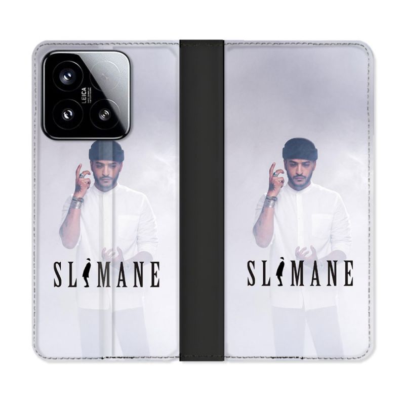 Housse cuir portefeuille Pour Xiaomi 15 Musique Slimane Blanc