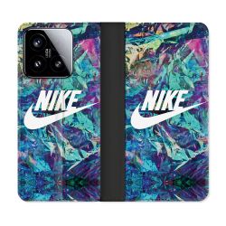 Housse cuir portefeuille Pour Xiaomi 15 Nike Turquoise