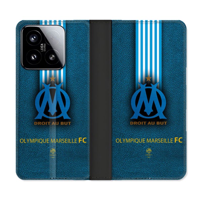 Housse cuir portefeuille Pour Xiaomi 15 Olympique Marseille OM Bande