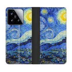 Housse cuir portefeuille Pour Xiaomi 15 Peinture La nuit étoilée
