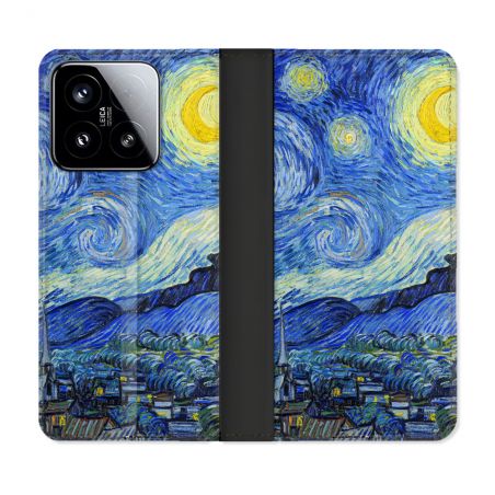 Housse cuir portefeuille Pour Xiaomi 15 Peinture La nuit étoilée