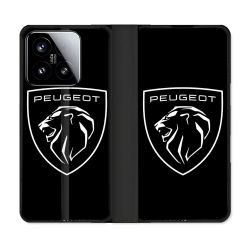 Housse cuir portefeuille Pour Xiaomi 15 Peugeot